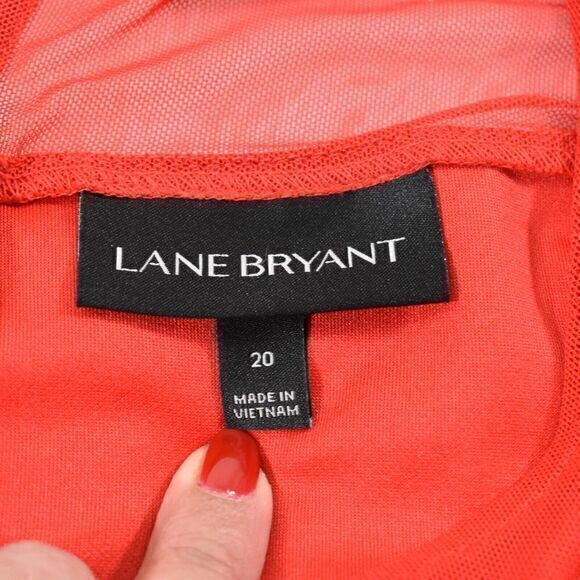 Lane Bryant Illusion Neck Midi Dress Bell Sleeve Size 20 New with Tags Color Red - Picture 7 of 9